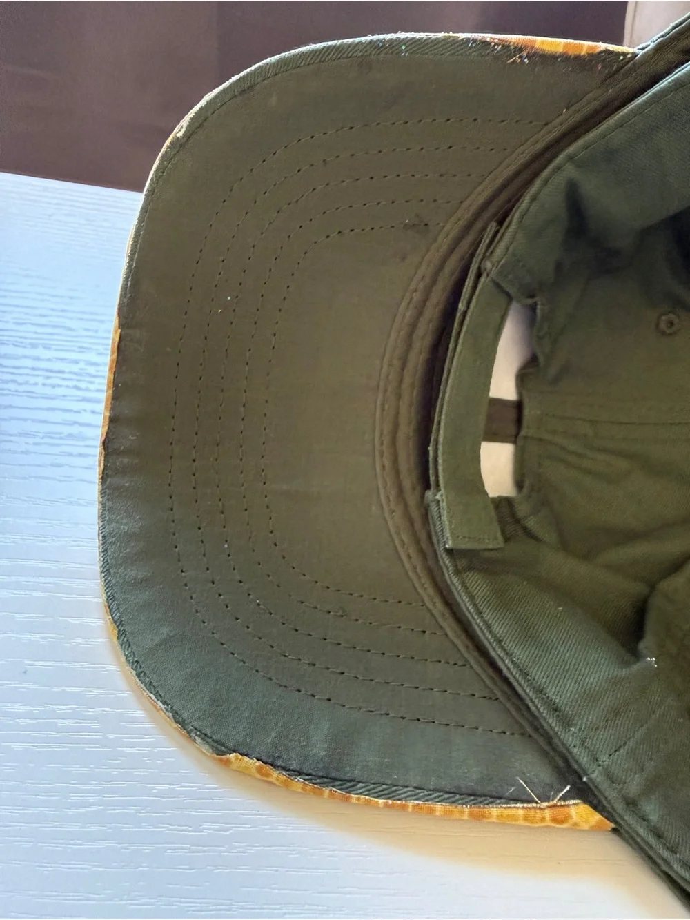 Olive Green Honey Yellow 'a lil bougie' Patch Hat Cap Adjustable Velcro Back OS